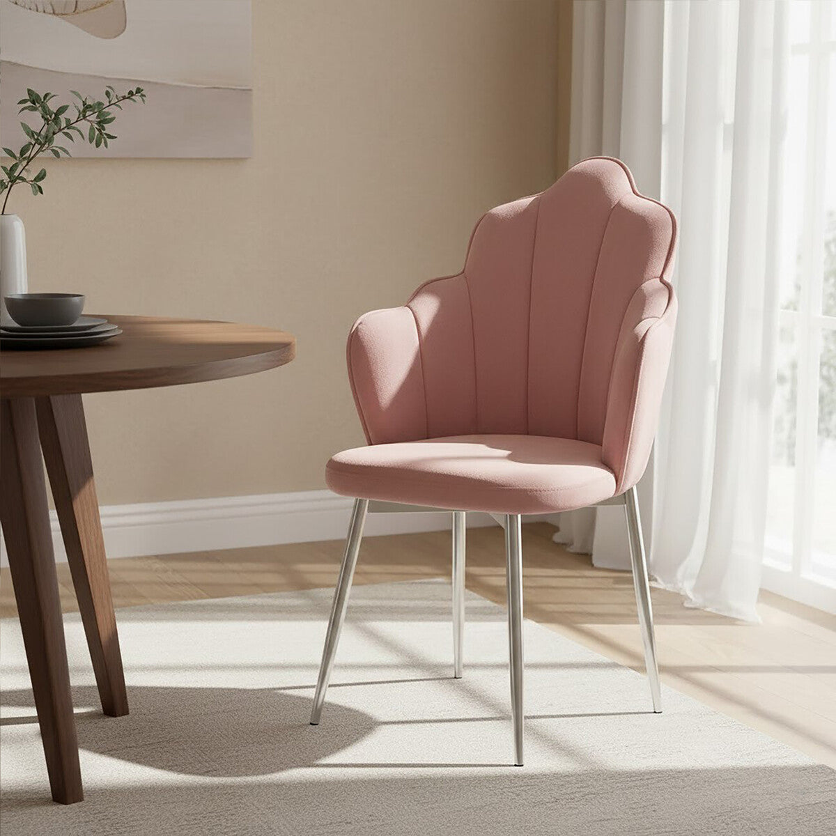 Tian Pink Velvet Dining Chair