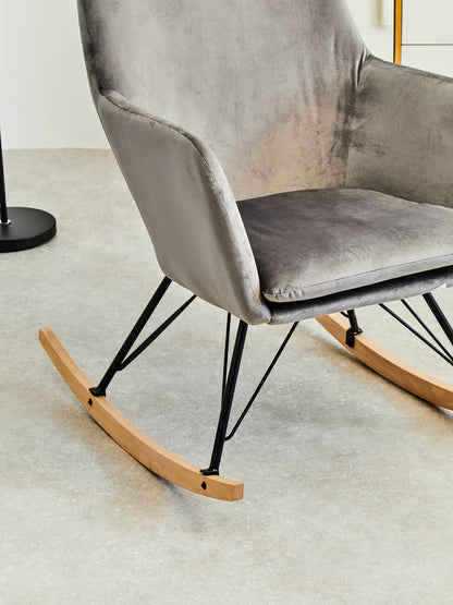 Stockholm Grey Velvet Rocking Chair