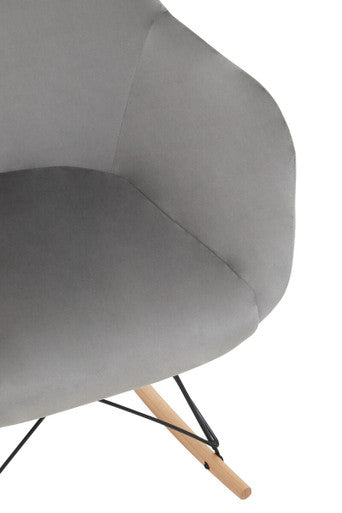 Stockholm Small Grey Velvet Rocking Chair
