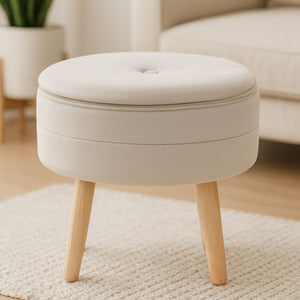 Ivy Mink Velvet Round Storage Stool