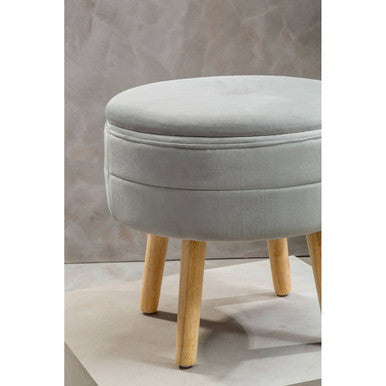 Ivy Grey Velvet Stool