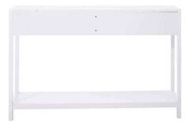 Sherman White Wood and Rattan Two Drawer Console Table