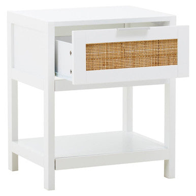 Sherman White Wood Side Table