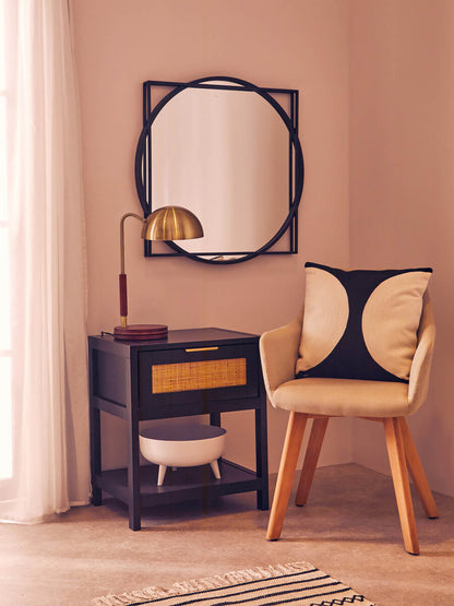 Sherman Black and Natural Bedside Table