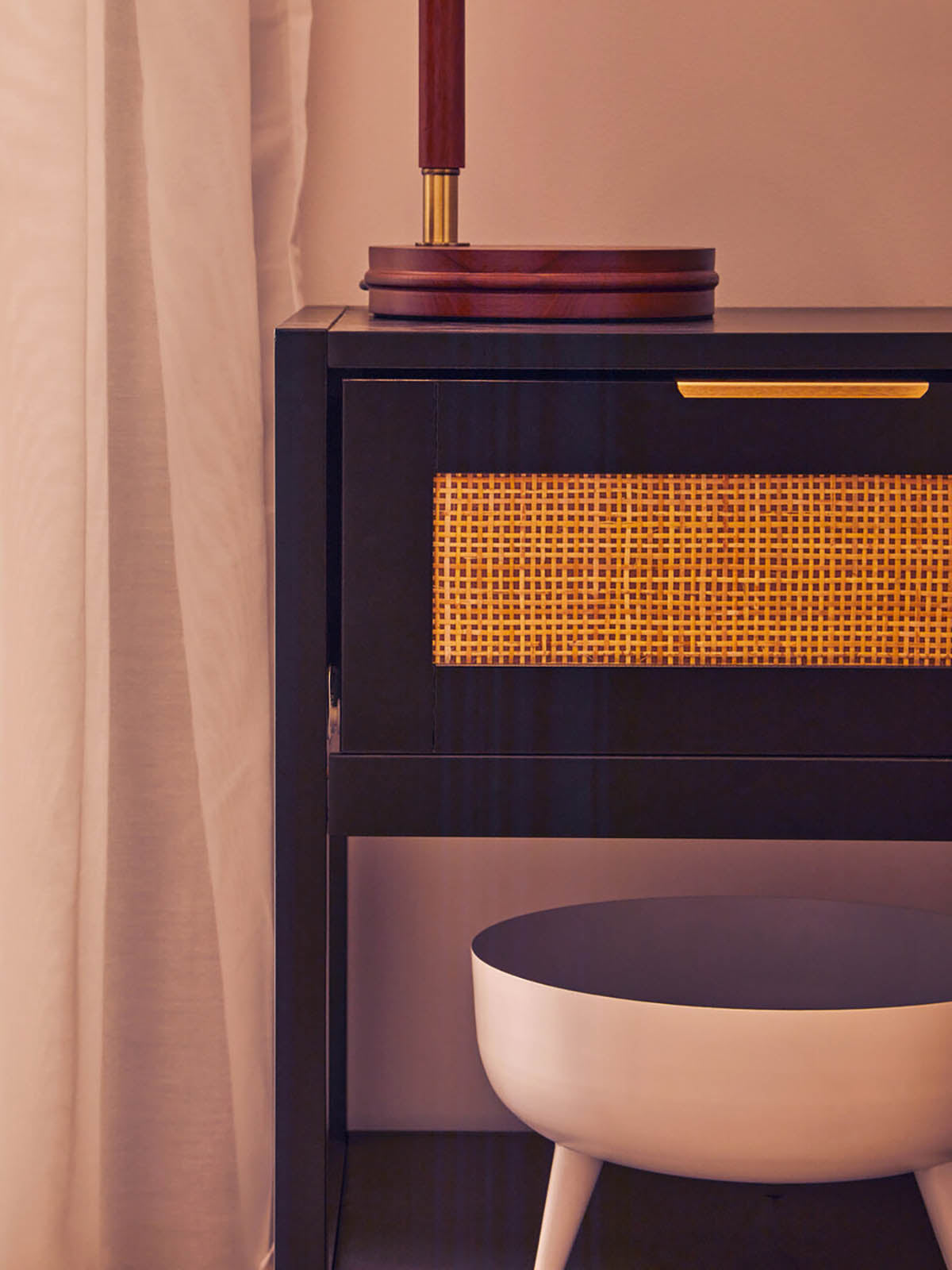 Sherman Black and Natural Bedside Table
