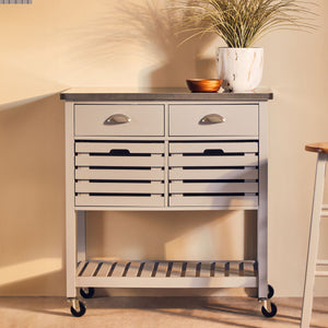 Grey Kitchen Trolley with Stainless Steel Top | Frankfurt