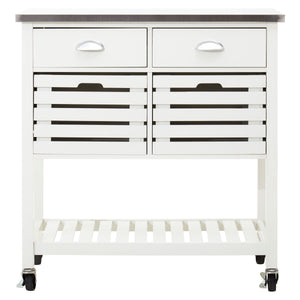 Cream Kitchen Trolley with Drawers and Rack | Frankfurt