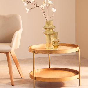 Viborg Natural Wood Veneer 2 Tier Side Table