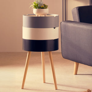 Viborg White and Grey  Pine Wood and Veneer 3 Tier Storage Side Table