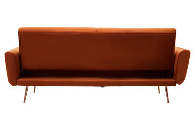 Burnt Orange Velvet Sofa Bed, Hatton