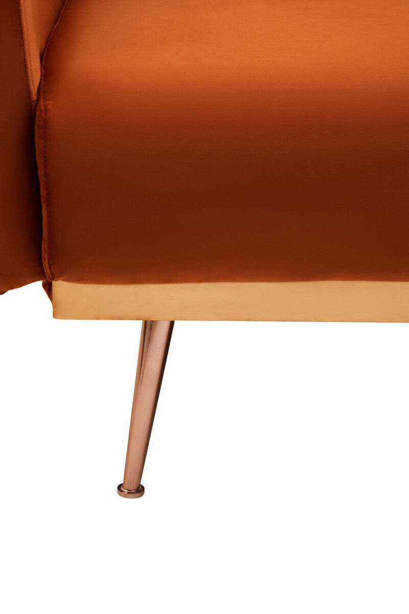 Burnt Orange Velvet Sofa Bed, Hatton
