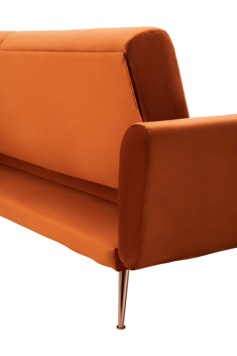 Burnt Orange Velvet Sofa Bed, Hatton