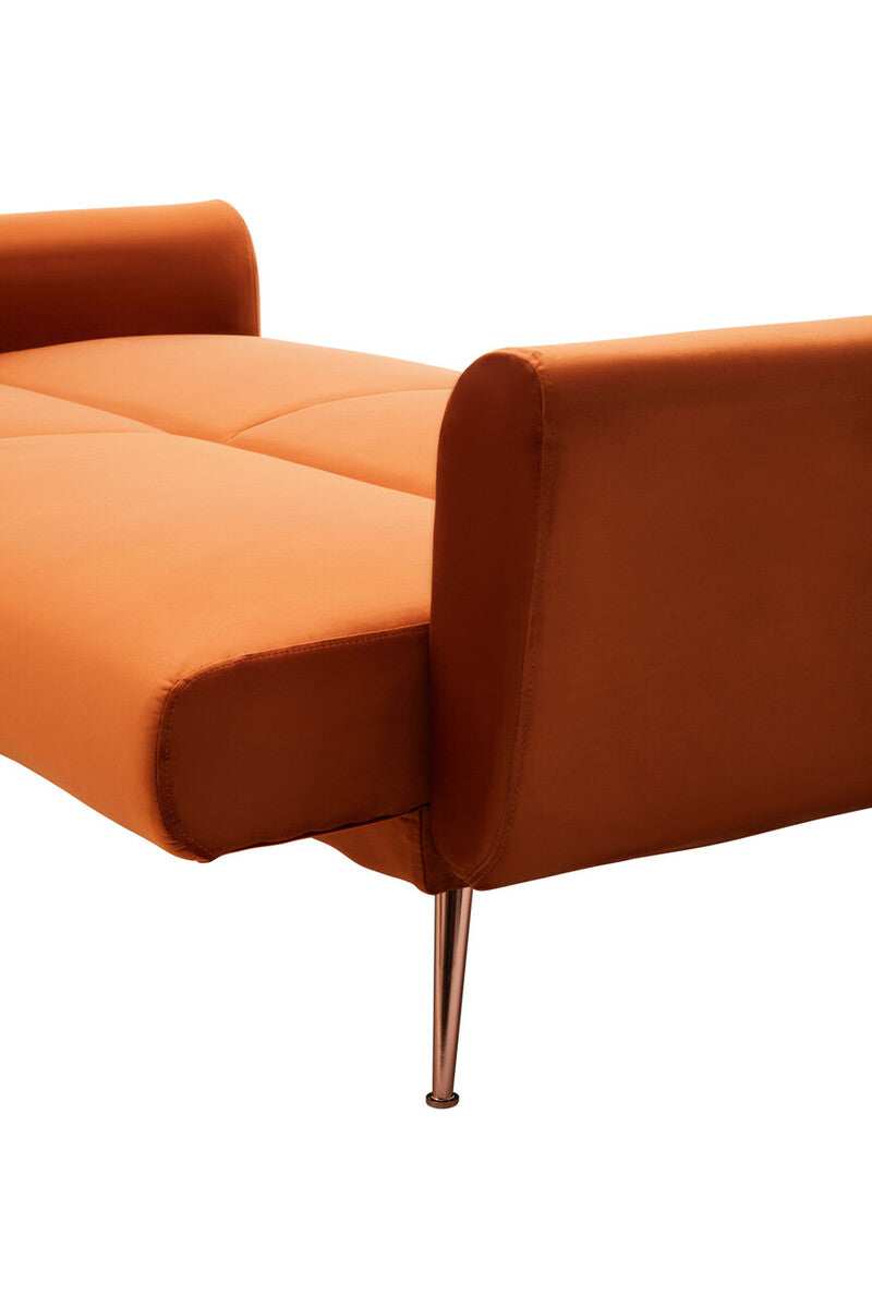 Burnt Orange Velvet Sofa Bed, Hatton