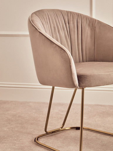 Veneto Mink Velvet Curved Dining Chair