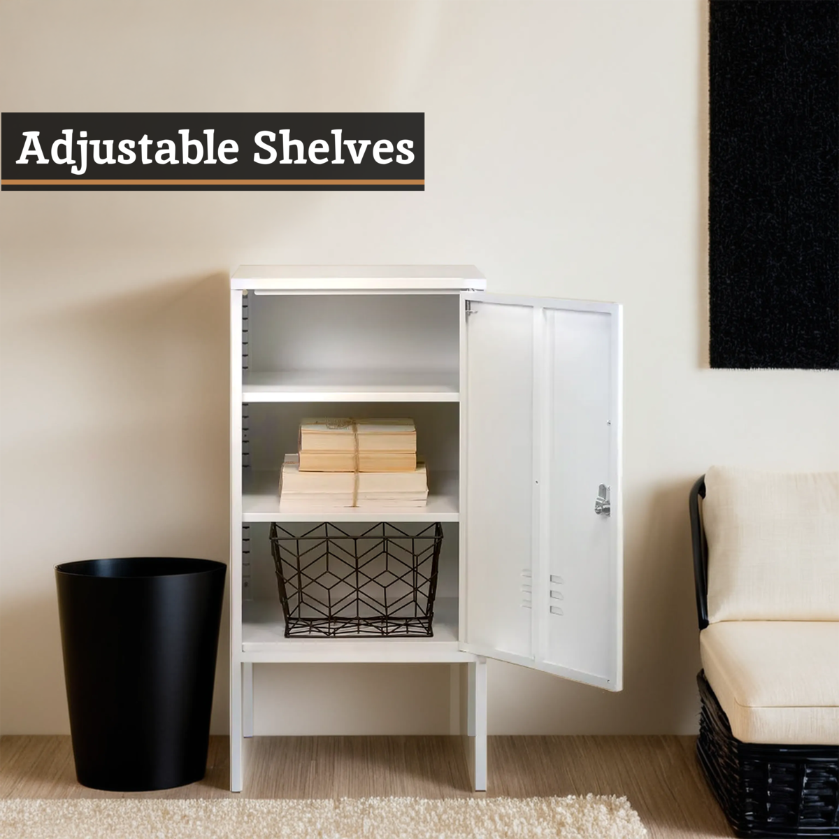 Academy One Door White Cabinet