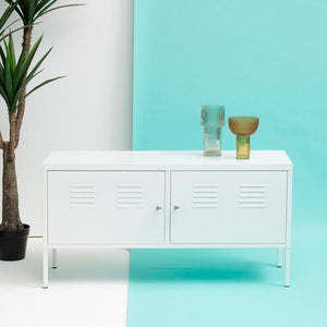 Academy White Metal Two Door Locker Style Cabinet