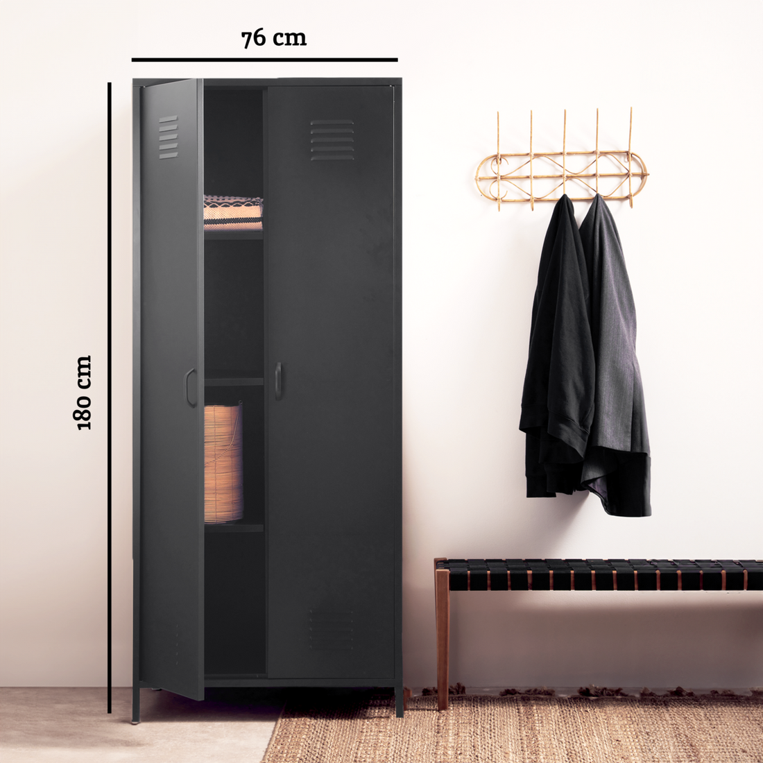 Academy Black Two Door Locker Style Wardrobe - image 14