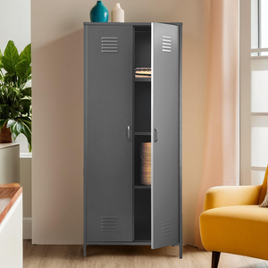 Academy Grey Metal Two Door Locker Style Wardrobe