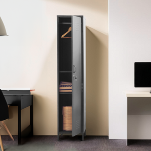 Academy Grey Metal One Door Locker Style Tall Cabinet