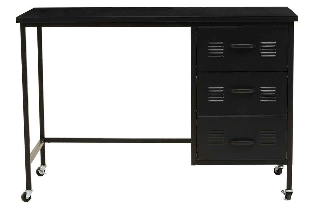 Academy Three Drawer Black Desk