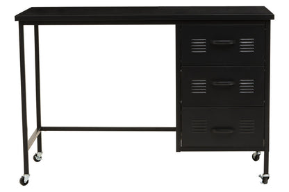 Academy Three Drawer Black Desk