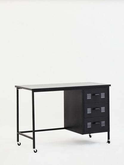 Academy Three Drawer Black Desk
