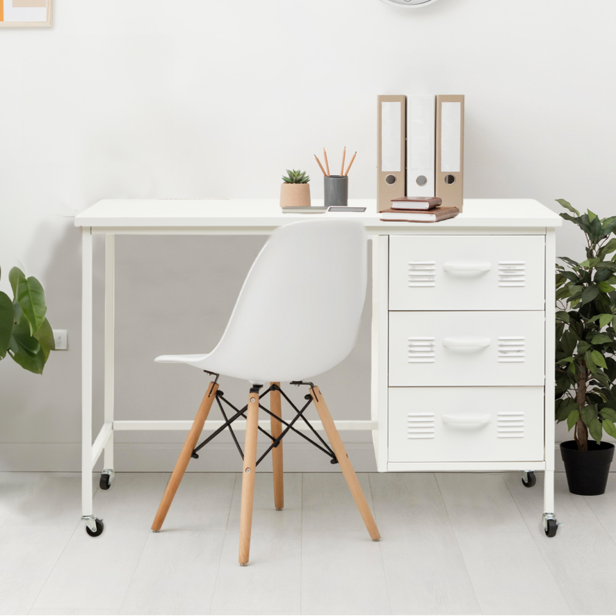 Academy Three Drawer White Desk