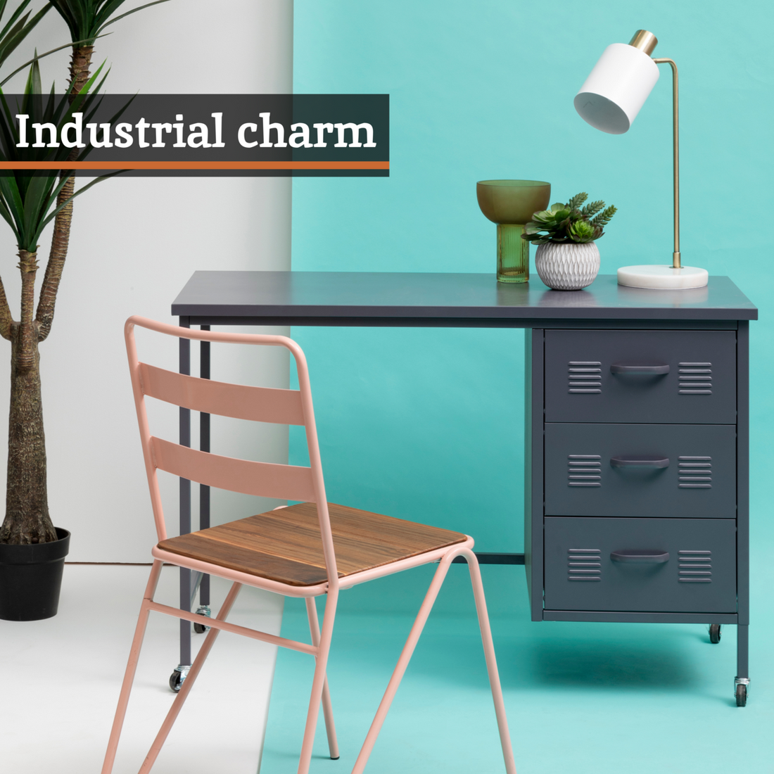 Academy Three Drawer Grey Desk - Image 4