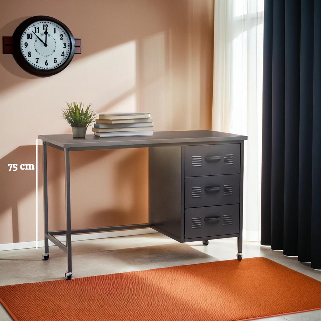 Academy Three Drawer Grey Desk - Image 12