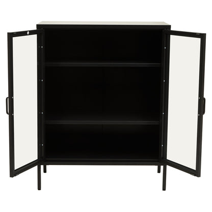 Acier Two Door Black Metal Cabinet