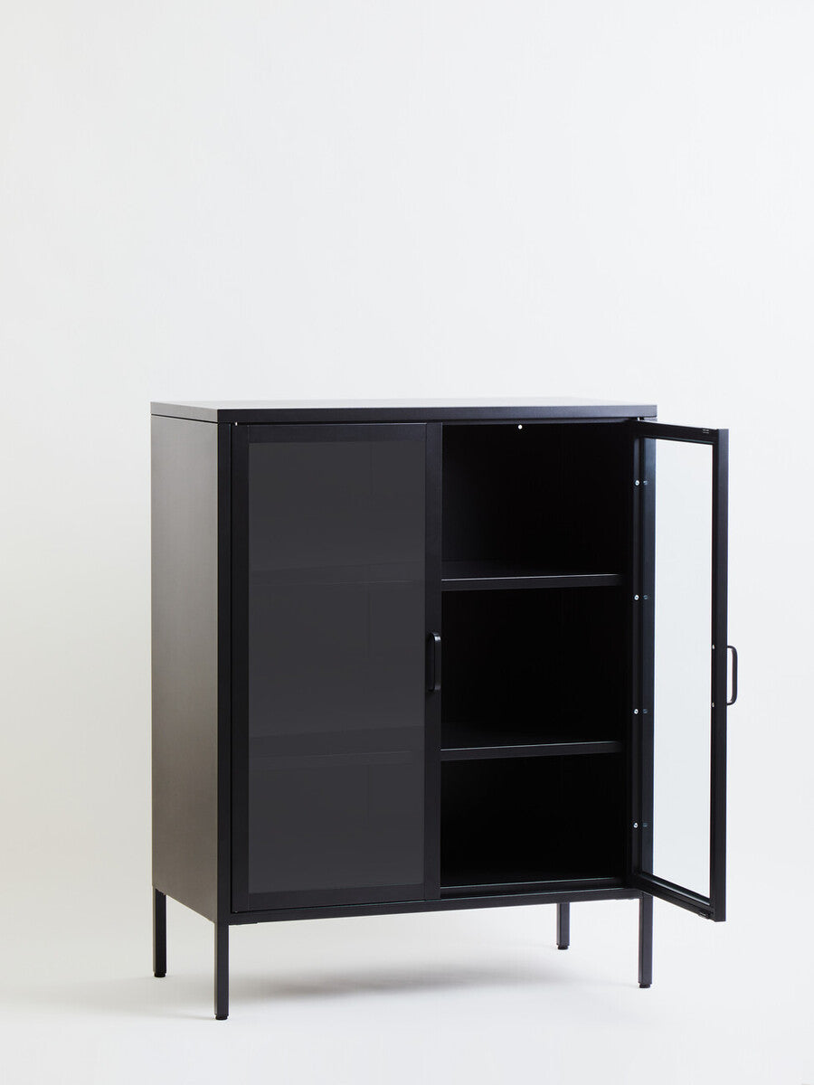 Acier Two Door Black Metal Cabinet