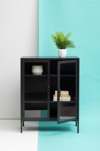 Acier Two Door Black Metal Cabinet