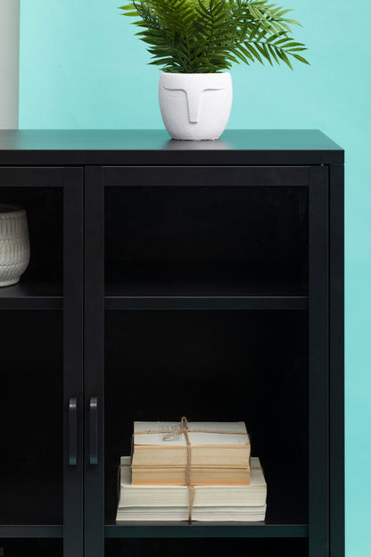 Acier Two Door Black Metal Cabinet