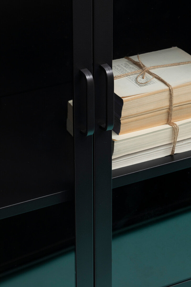 Acier Two Door Black Metal Cabinet