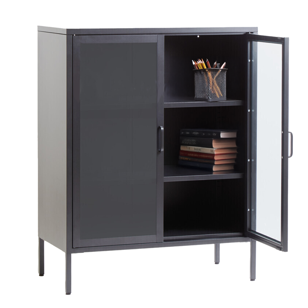 Acier Two Door Grey Metal Cabinet