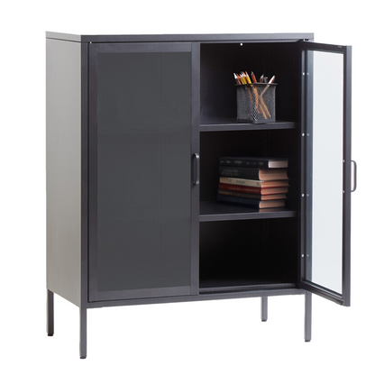 Acier Two Door Grey Metal Cabinet