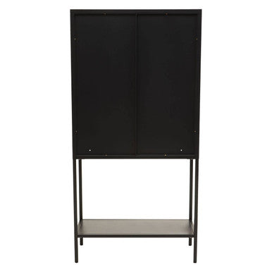 Acier Two Door Black Metal Cabinet with Glass Doors