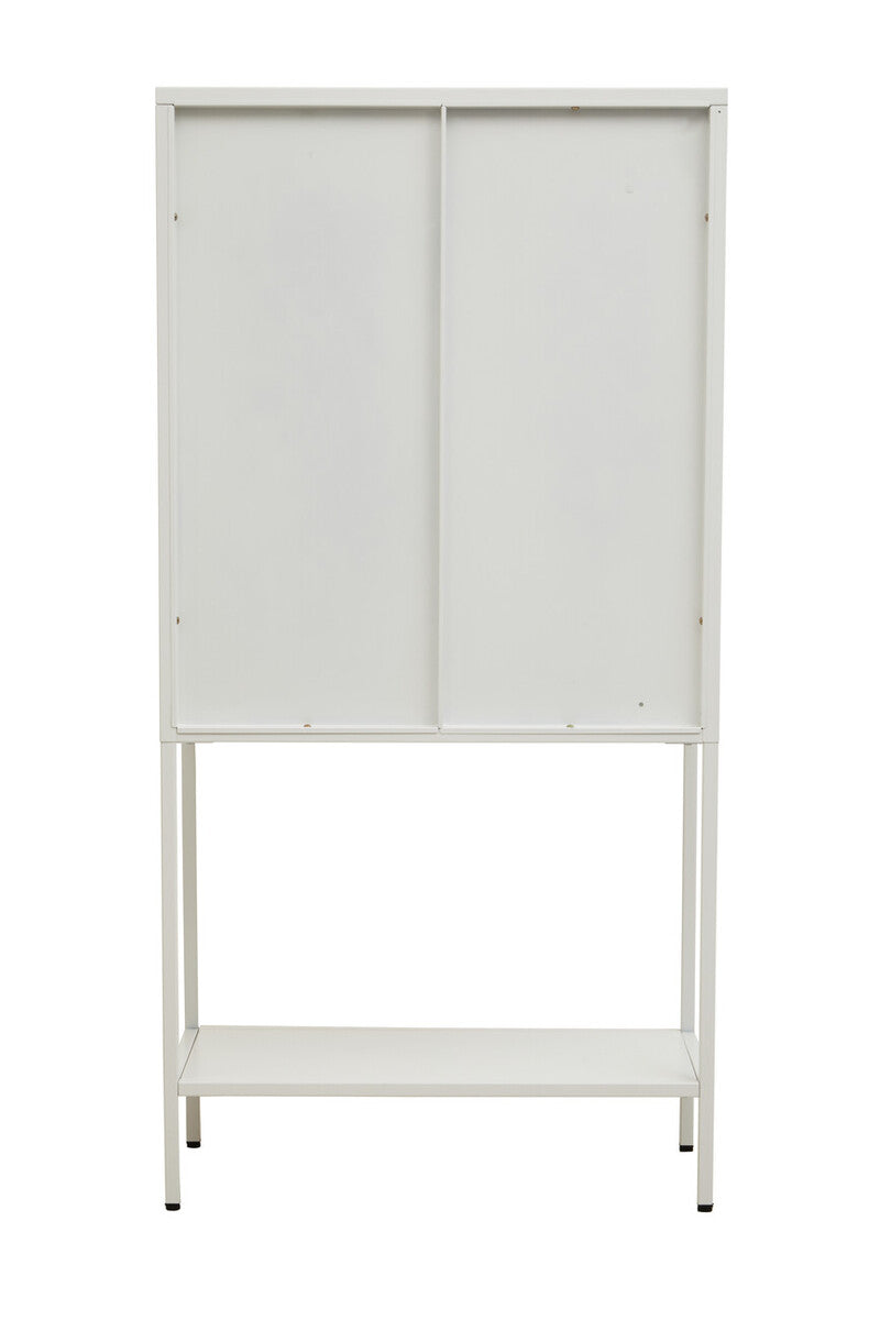 Acier Two Door White Metal Cabinet With Glass Doors