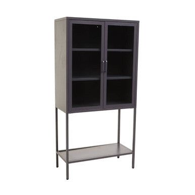 Acier Two Door Grey Metal Cabinet With Glass Doors - Image 6