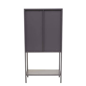 Acier Two Door Grey Metal Cabinet With Glass Doors