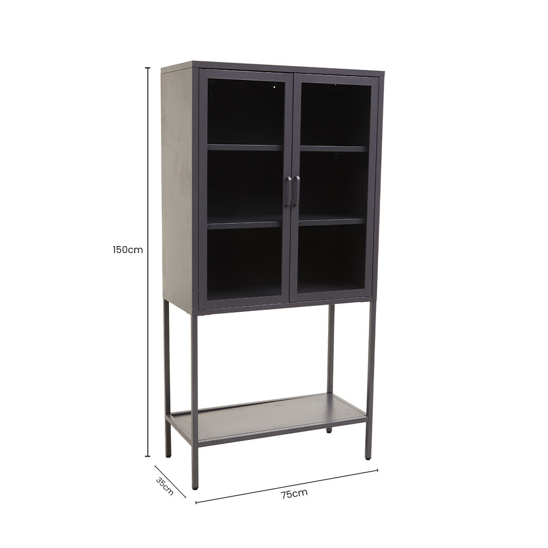Acier Two Door Grey Metal Cabinet With Glass Doors - Image 11