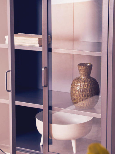 Acier Two Door Grey Metal Cabinet With Glass Doors - Image 8