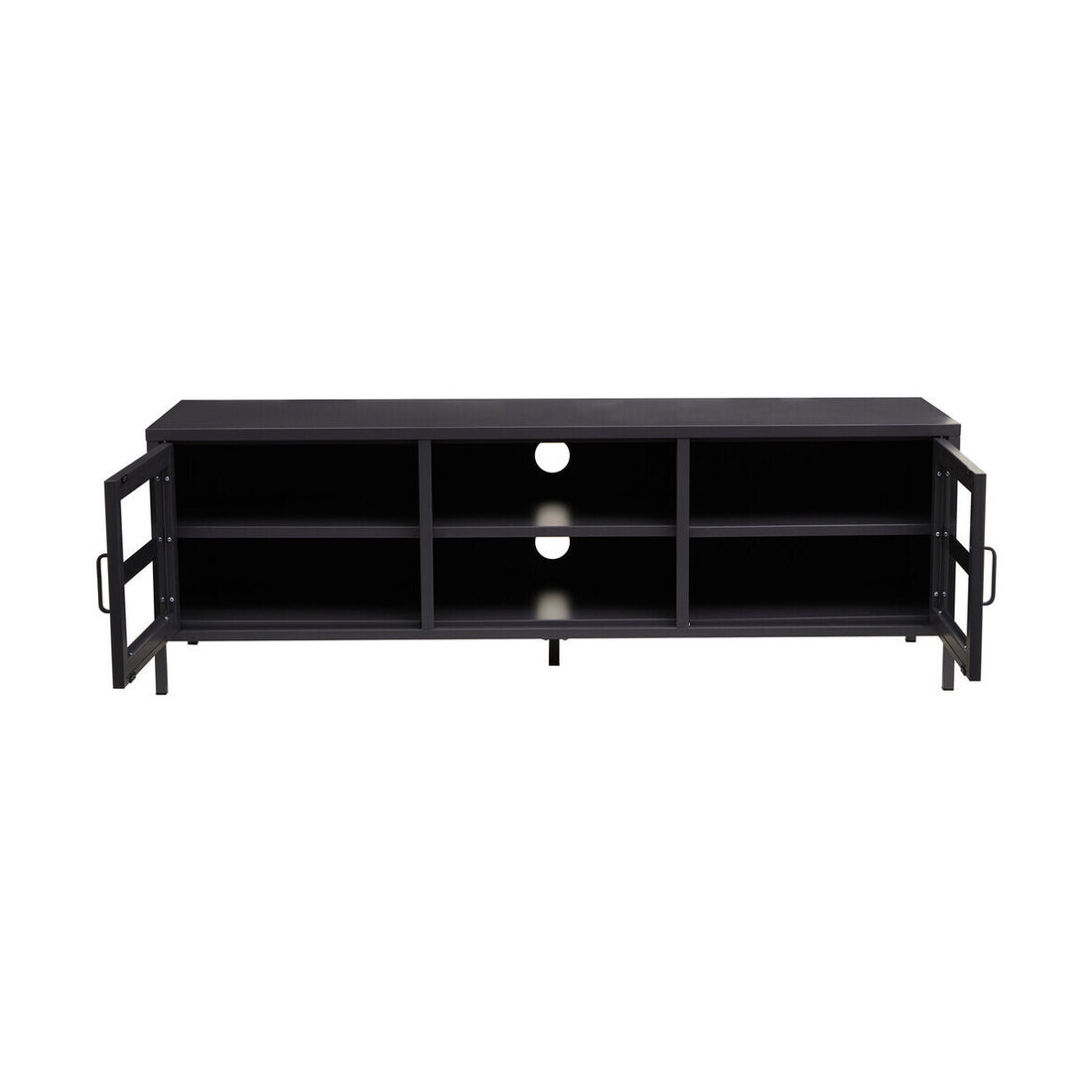 Acier Two Door Black Metal Media Unit