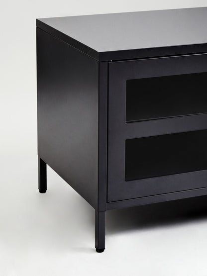 Acier Two Door Black Metal Media Unit