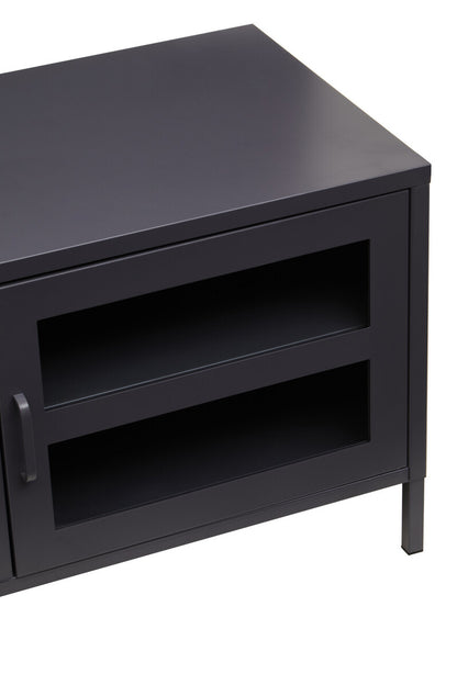 Acier Two Door Black Metal Media Unit