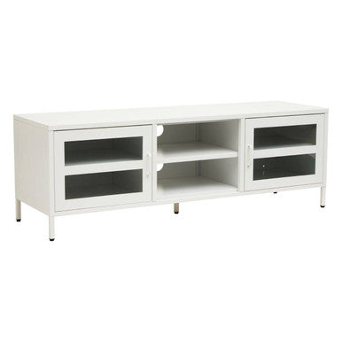Acier Two Door White Metal Media Unit