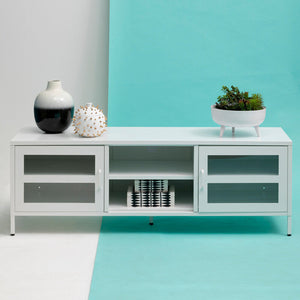 Acier Two Door White Metal Media Unit