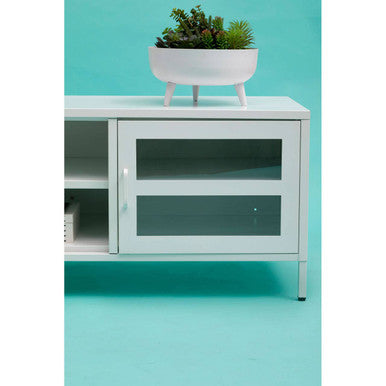 Acier Two Door White Metal Media Unit