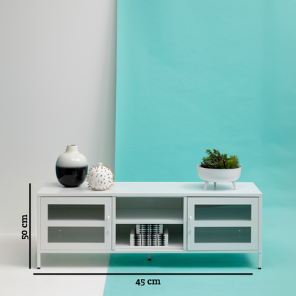 Acier Two Door White Metal Media Unit