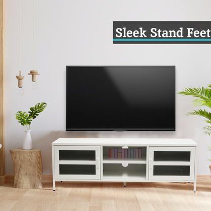 Acier Two Door White Metal Media Unit